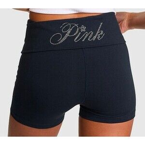 PINK All-Day Cotton Foldover 3" Bike Shorts in Twilight Bling - Large